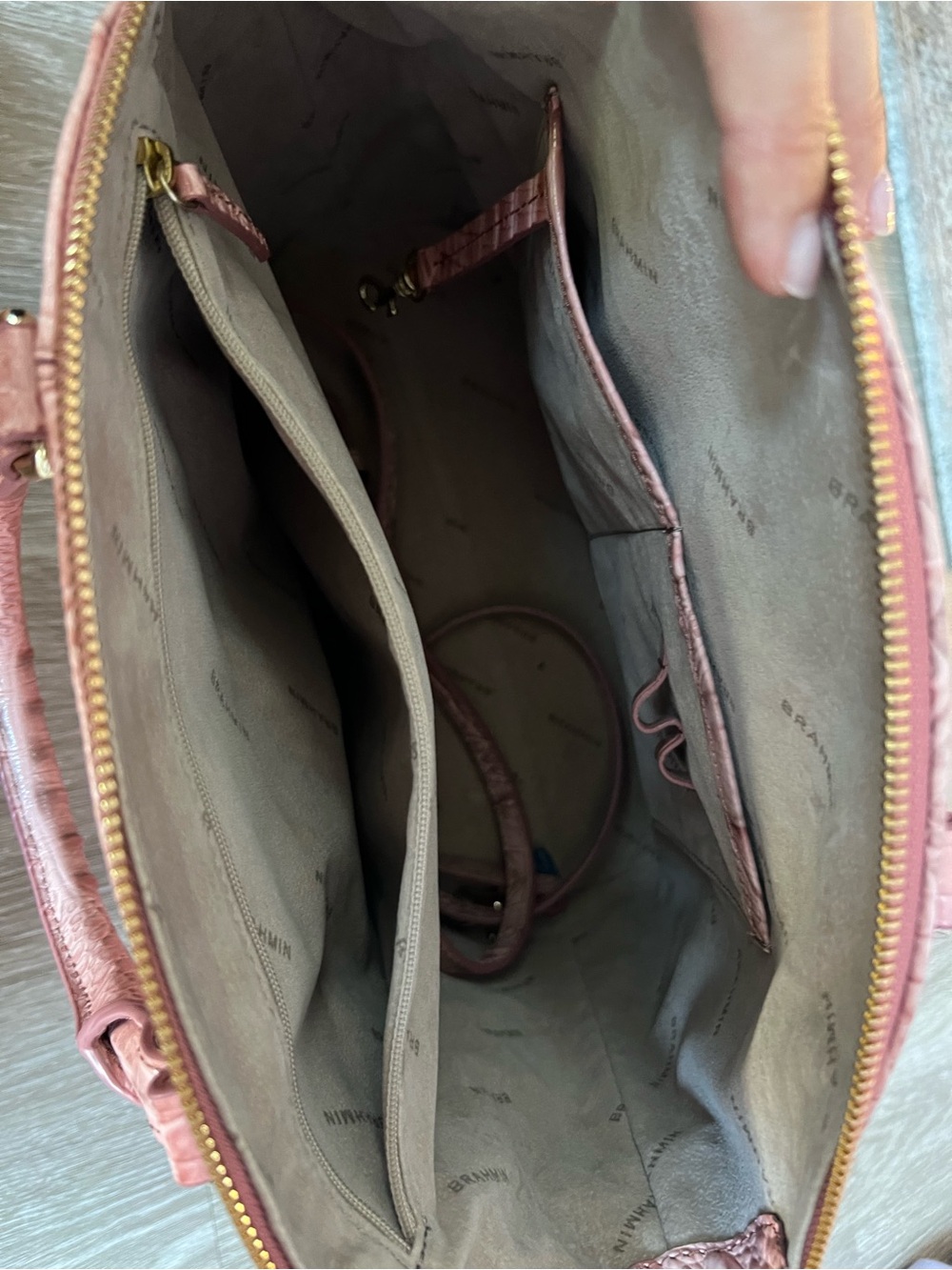 Brahmin Pink Croc-Embossed Dome Satchel - Picture 4 of 6